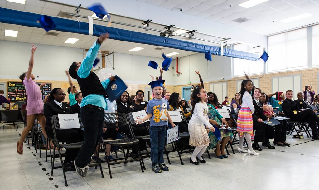 Students participating in a Saturday math tutoring and enrichment program