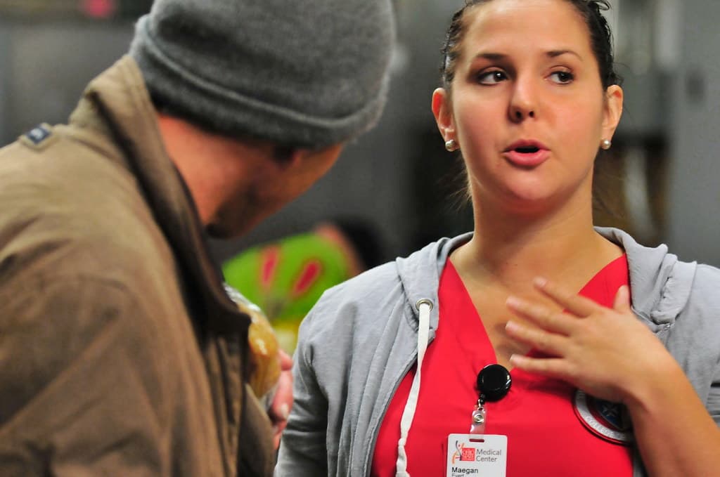 Medical outreach volunteers at a community clinic