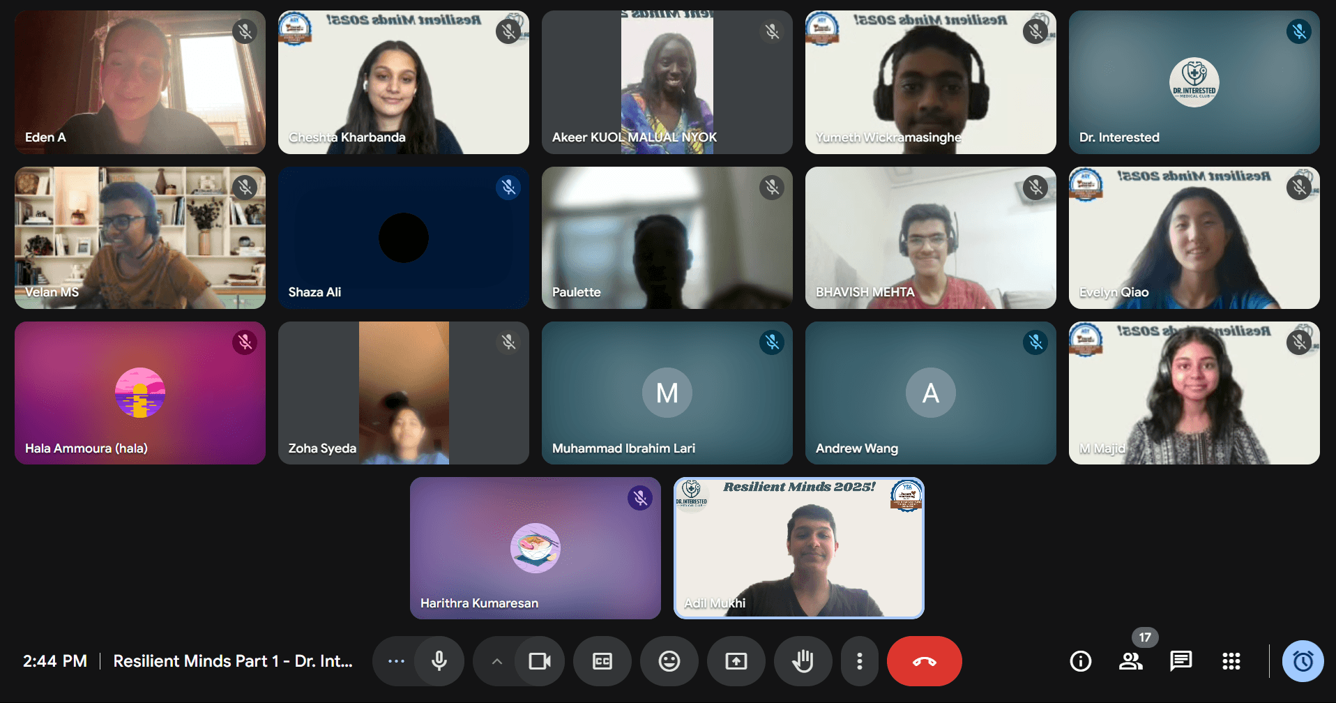 Youth participants in a Dr. Interested mental health webinar