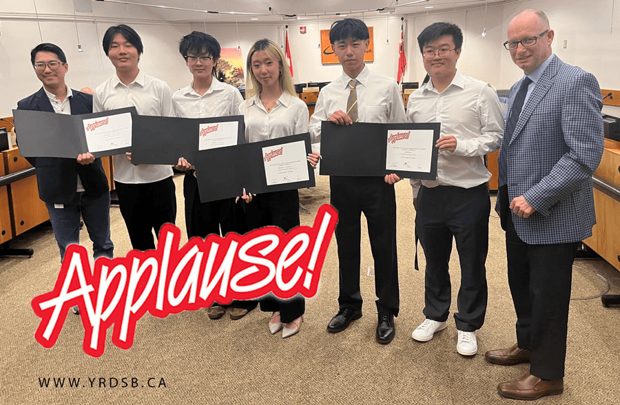 The INNOSpark team receiving York Region District School Board Applause certificates